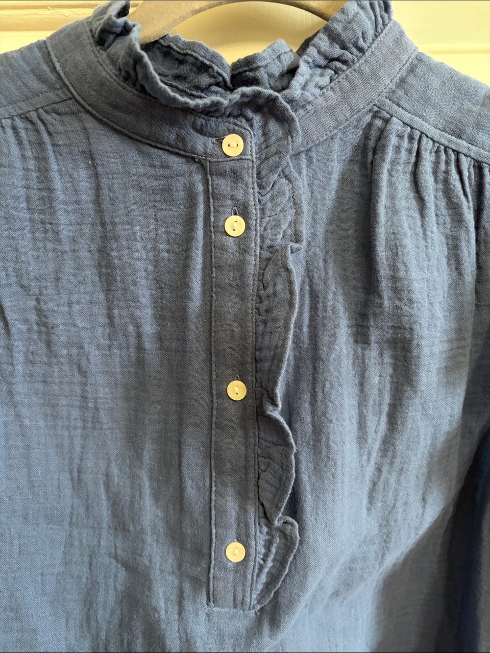 H&M Blue Ruffle-Detail Button Front Top - Picture 4 of 5